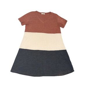 Entro women’s M Shift Dress Color Block Tunic Casual Contemporary Comfy Classic